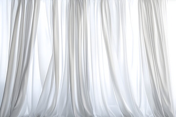 The white curtains are hanging from the ceiling, creating a sense of openness
