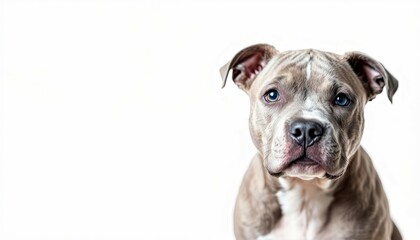 Adorable Pit Bull Puppy Portrait:  A Serene, Studio-Style Canine Image