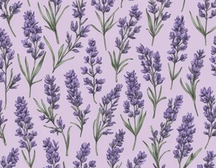 Elegant Lavender Watercolor Seamless Pattern: Purple Floral Botanical Design for Textile, Fabric, and Wallpaper