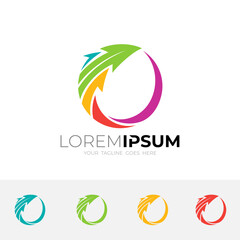 Earth logo and arrow design circle, up logos
