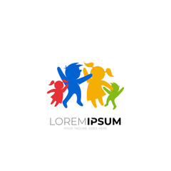 logo of a group of small children playing, kindergarten logos