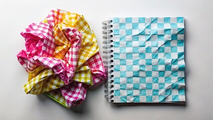 Obraz premium Crumpled Checkered Notebook Paper Texture Background - Bright, Sharp Stock Photo