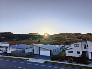 Suburban Street at Sunrise