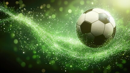 Fototapeta premium Soccer Ball in Green: Dynamic Sports Wallpaper