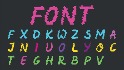 Pixel Alphabet Vector Isolated Colorful Illustration Set