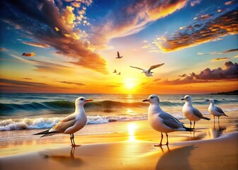 Stunning Beach Couple Silhouette, Sunset Romance, Ocean Love, Tropical Paradise, Idyllic Seascape