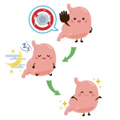 断食をしてデトックスする胃のキャラクター