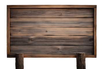 blank, empty wooden rustic signage sign boards, signposts, posts, and wood on a transparent background cutout, PNG file. Mockup template for artwork design.