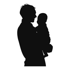 Creative Father and Son Black Silhouette Vector for Father's Day Design Vector Art