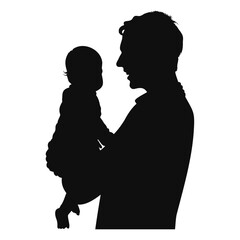 Creative Father and Son Black Silhouette Vector for Father's Day Design Vector Art