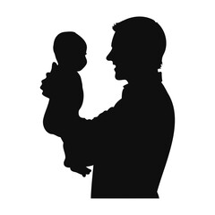 Creative Father and Son Black Silhouette Vector for Father's Day Design Vector Art