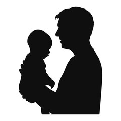 Elegant Father with Son Silhouette for Father's Day Design Minimalist Vector Illustration on Clear Background