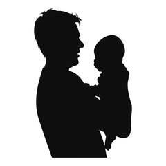 Father and Son Silhouette Vector High-Quality Illustration for Father's Day Design on Transparent Background