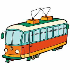 tram oon a white background