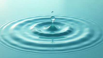 Serene Aqua A Single Drop Creates Concentric Circles on a Calm Surface of Liquid