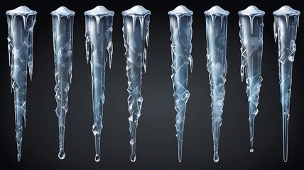 Set of icicles isolated 