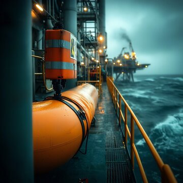 Hardworking Offshore Crew Carrying Out Duties Amid Dramatic Ocean Conditions