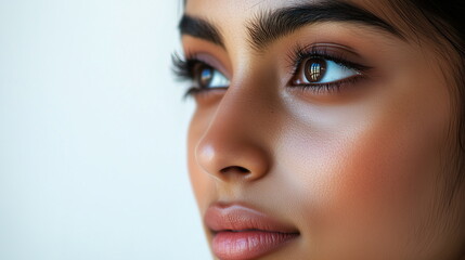 Beauty portrait close-up of a mysterious, elegant and beautiful Indian woman