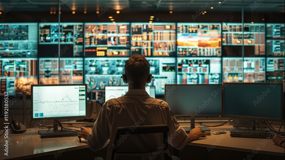 Poster Engineer working in command and Dispatch Control Center.