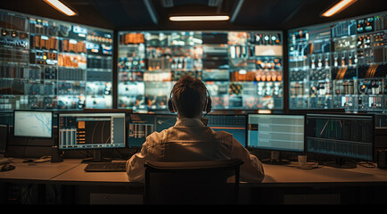 Engineer working in command and Dispatch Control Center.