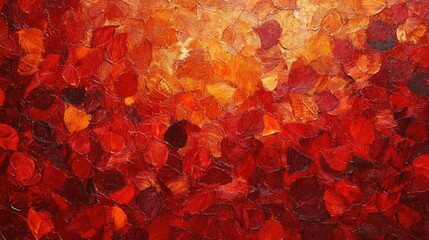Abstract Background Featuring Vibrant Red and Orange Leaves in Various Shapes Creating a Warm and Inviting Texture for Artistic and Nature-themed Projects