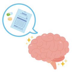 薬剤と調子が良い脳のイラスト