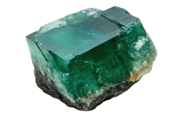 Stunning green crystal rests on a rocky surface showcasing its vibrant color and clarity under natural light