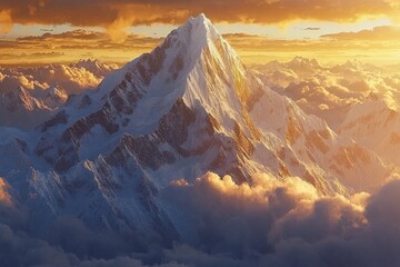 Aerial view of Mount Everest at sunrise