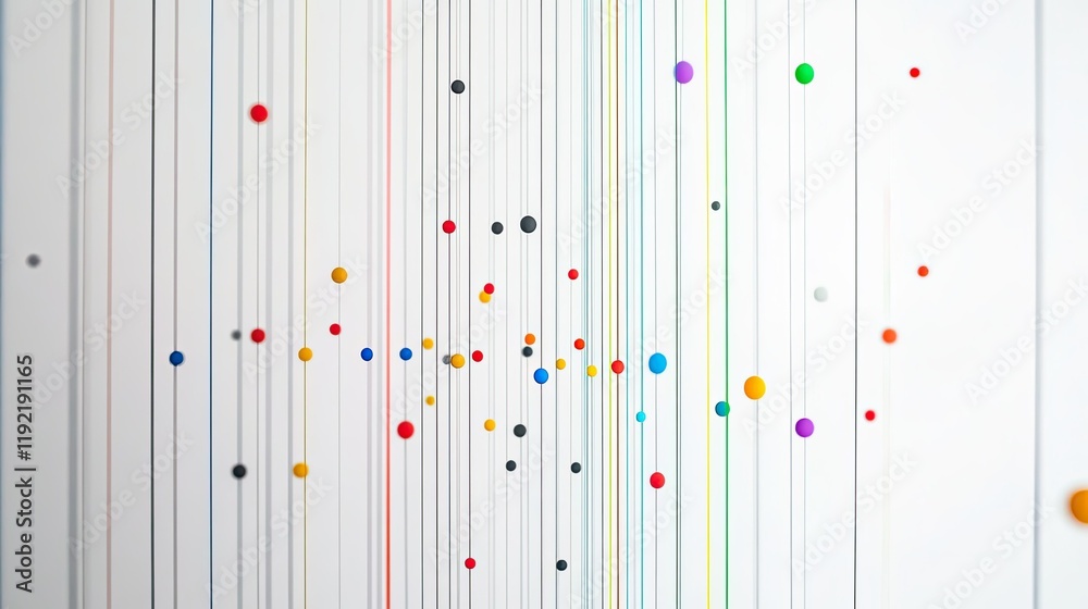 Poster abstract multicolored dots on vertical lines creating a vibrant and engaging background for modern a