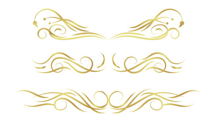 Fototapeta premium gold decorative swirl lines element set. text dividers isolated on white background
