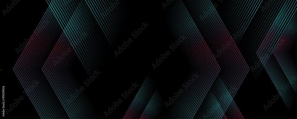 Poster blue purple hexagonal lines abstract futuristic technology background. vector minimal art banner des