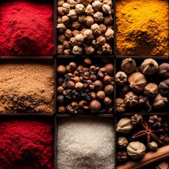 Fototapeta premium Aromatic Medley of Fragrant Spices in Minimalist Macro Shot