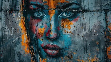 Grunge effect on weathered painted wall 