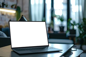 Ultra Hd Picture of Laptop Screen Mockup Psd on a Desk
