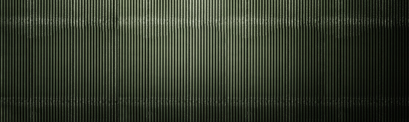 Closeup view of metal sheet wall. Abstract pattern of a corrugated metal wall