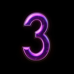 Naklejka premium 3, three, neon purple number