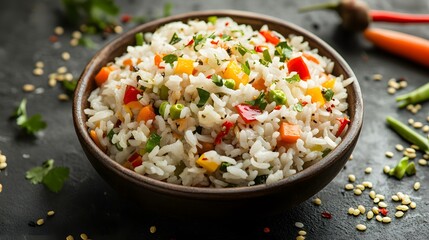 A bowl of delicious vegetable rice a healthy meal