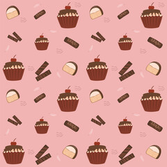 Flat Dessert Chocolate Food Pattern