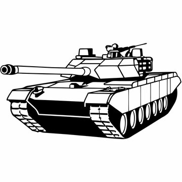 black and white tank drawing clip art preview