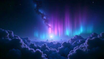 Beautiful Starry Night with Galaxy and Aurora in Rich Blue and Purple – 4K Wallpaper