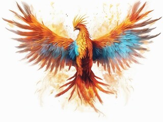 Obraz premium illustration of a red and yellow macaw illustration of an abstract bird heart with wings red and yellow bird red and yellow macaw bird of paradise