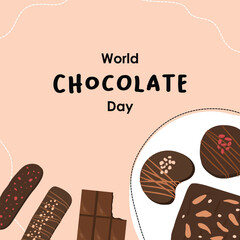 Flat world chocolate day social media post