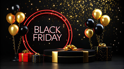 Premium Black Friday Sale Stage for Product Promotion, Ai Image