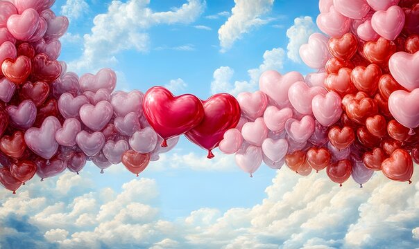 Spread Love with Heart Balloons. Romantic celebration concept