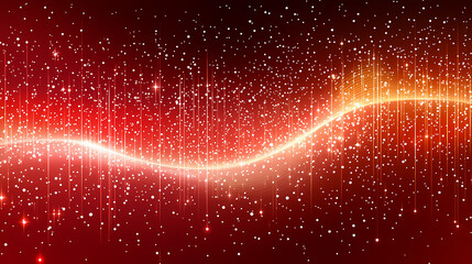 Red Sparkly Wave: An abstract image of a shimmering, golden wave flowing across a rich red background, scattered with tiny sparkling lights, creating a mesmerizing and energetic visual. 