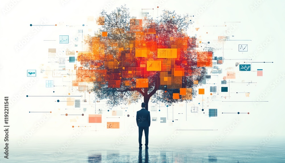 Aufkleber Messy decisionmaking process, complicated and chaotic business management, disorganized workflow and decision tree, visualizing the disorder and complexity of business operations