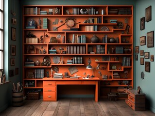 Cozy Intellectual Sanctuary of a Professor's Study with Bookshelves and Curiosities