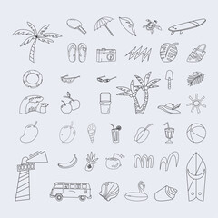 Summer Illustration Pack Outline Style