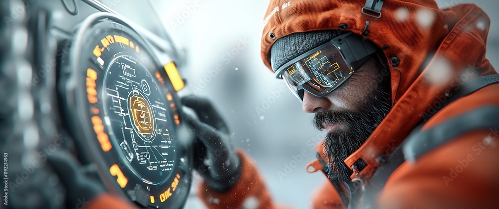 Poster technicians seamlessly integrating advanced computational systems into offshore rigs and platforms w