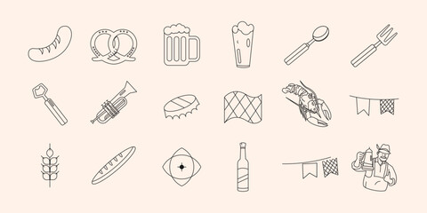 Oktoberfest Clean Elements Illustration Pack Outline Style